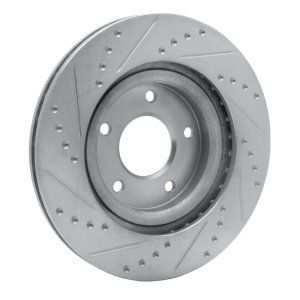 Chrysler Sebring Brake Rotor (1) - Front Right - R1 Concepts - Drilled & Slotted - Silver - `07-`25